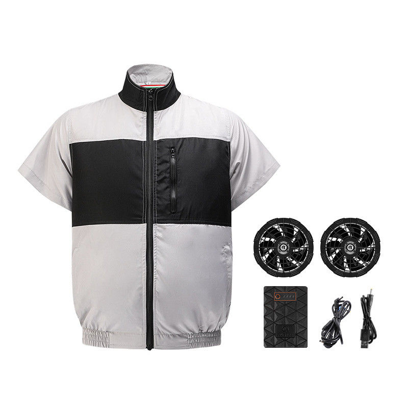 Ανοικτό γκρι μαύρη φανέλλα S/M/L/XL/XXL/XXXL Optinal ανεμιστήρων με την μπαταρία 6700mAh